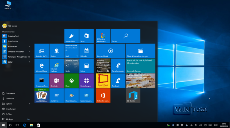 Neues Startmenü von Windows 10