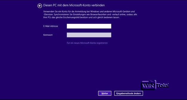Microsoft-Konto unter Windows 8.1