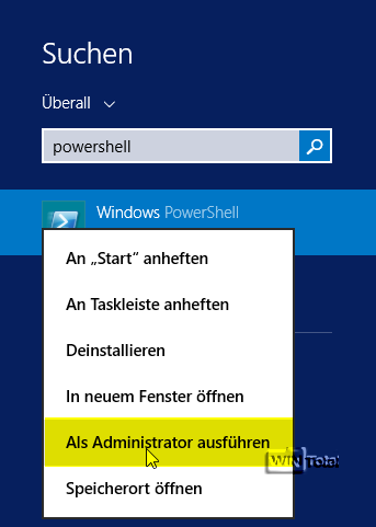 Windows PowerShell als Administrator ausführen