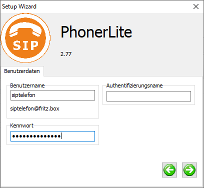 Einrichtung Account für PhonerLite