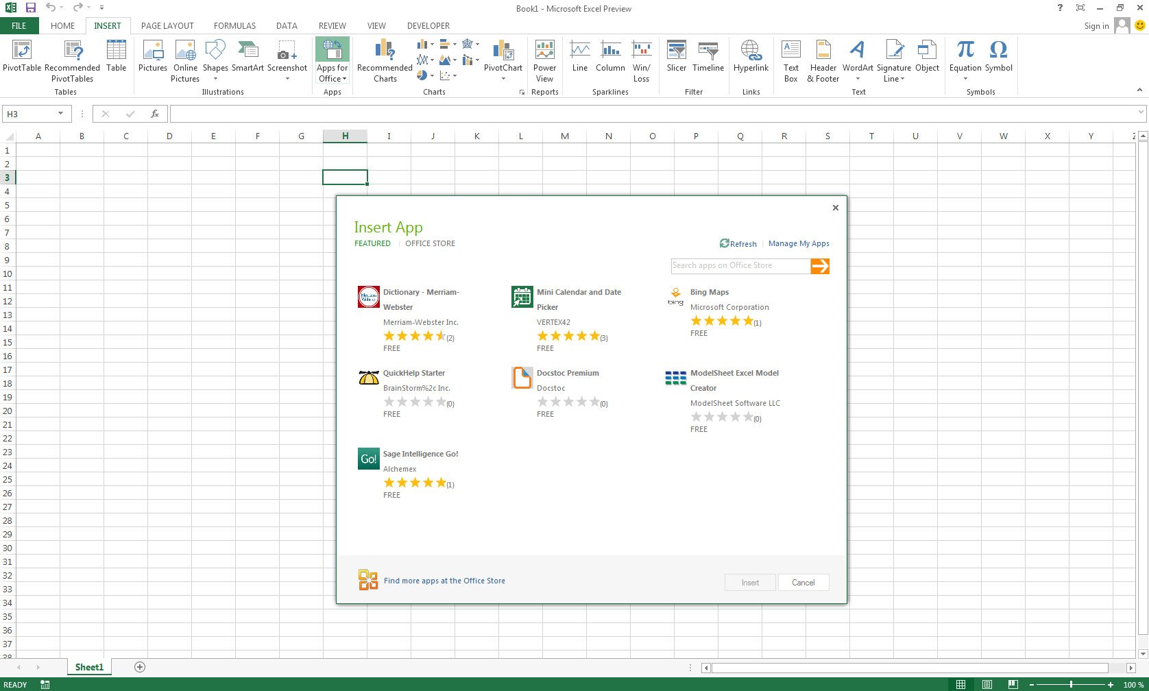Office Apps für Excel