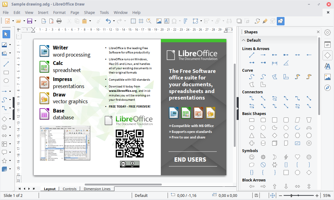 Freeware LibreOffice Draw unter Linux