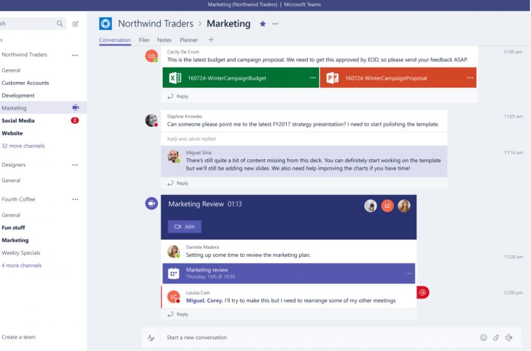 Screenshot eines Chats in Microsoft Teams