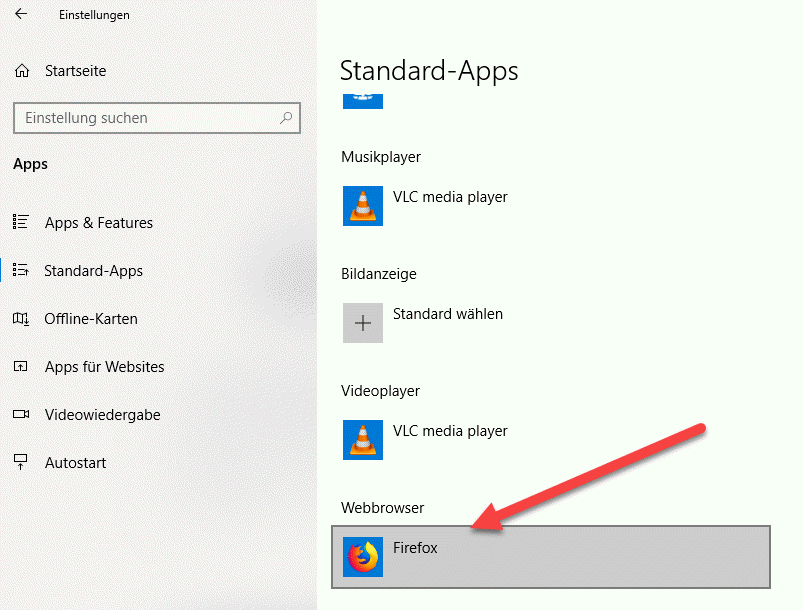 Standard-Apps Webbrowser in Windows 10
