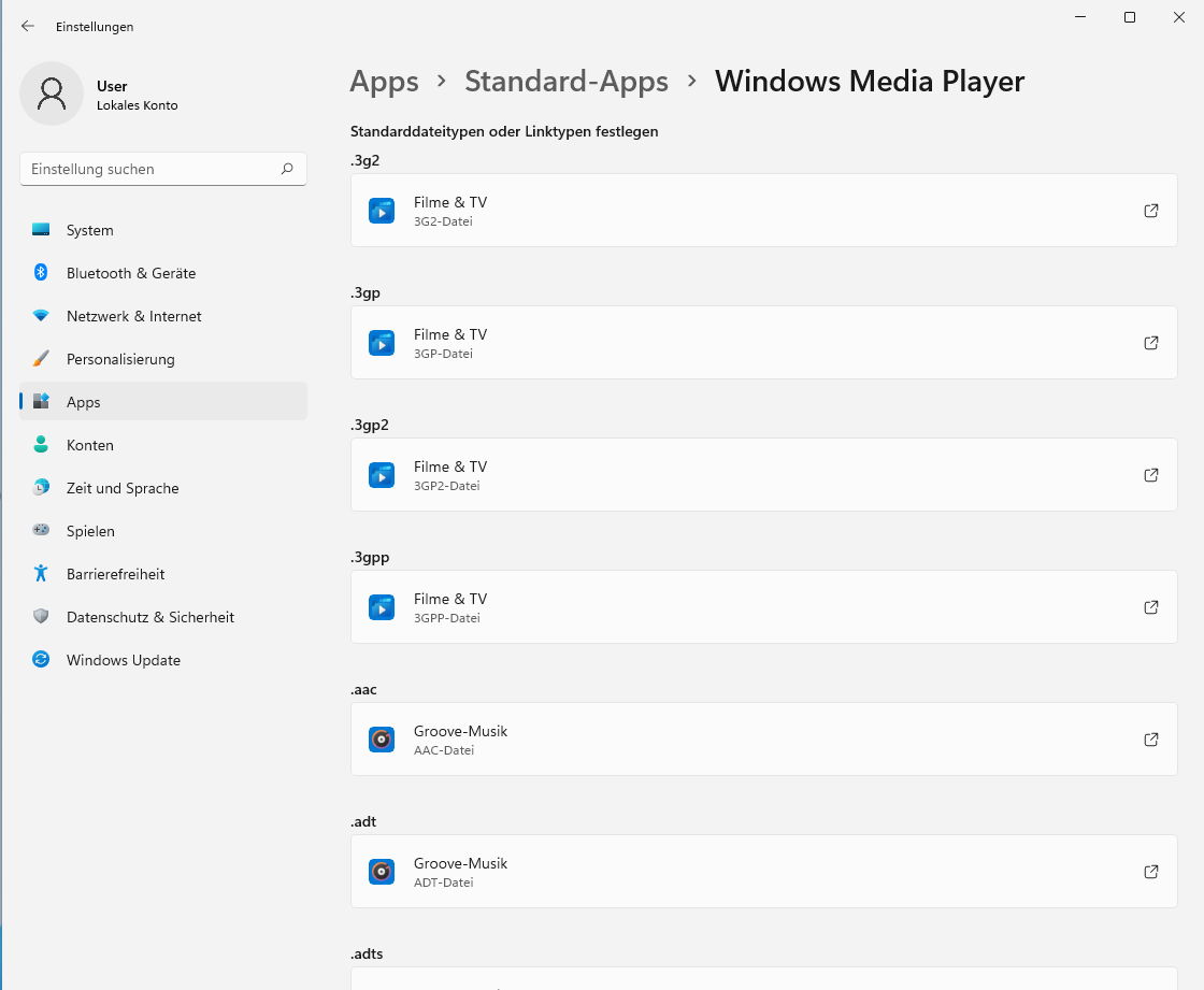 Standard-Apps in Windows 11 ändern