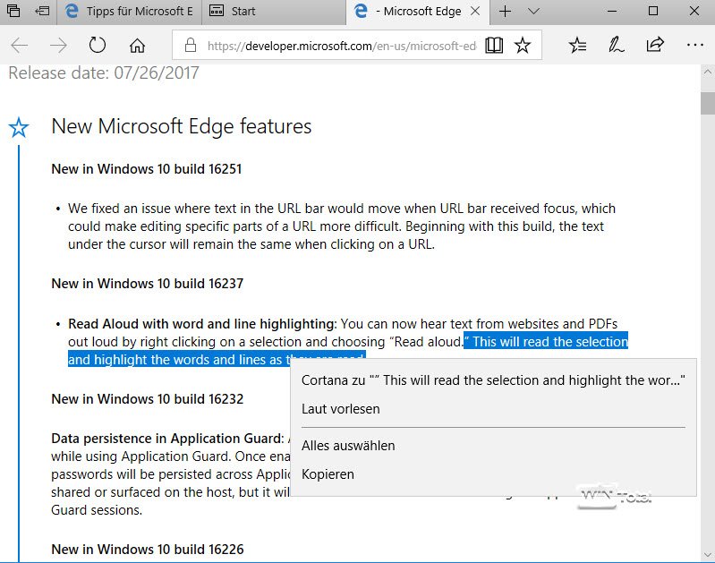 Microsoft Edge Vorlesen