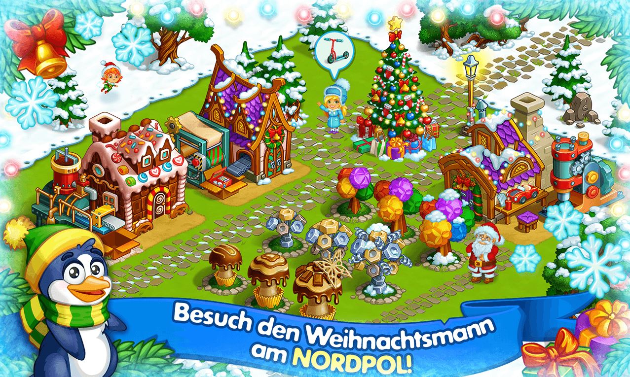 Screenshot der Weihnachts-App "Die Farm des Weihnachtsmannes"