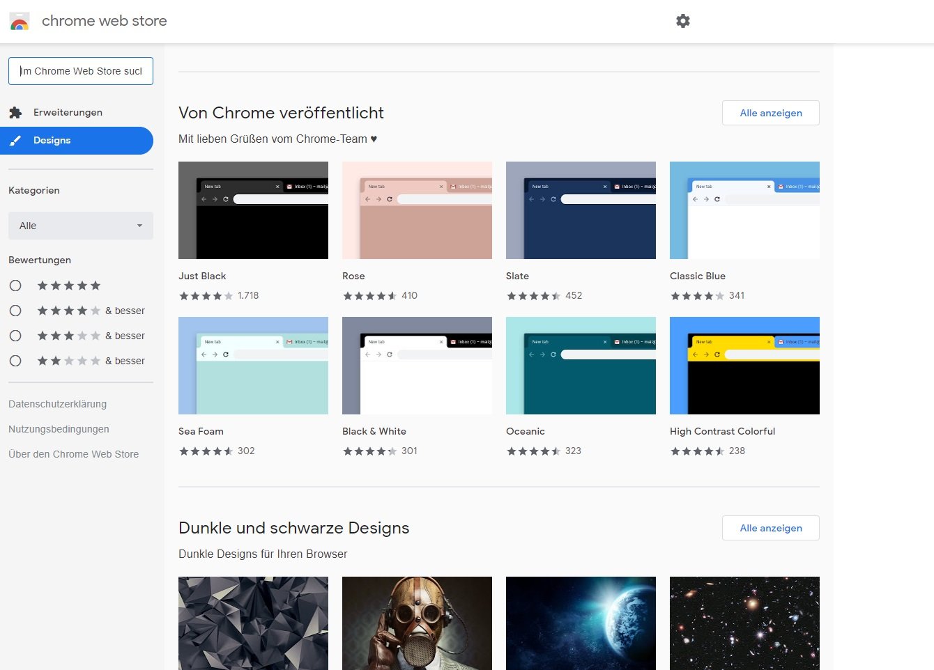 Google Chrome Themes sind Add-Ons