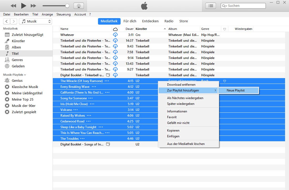 Playlist in iTunes erstellen