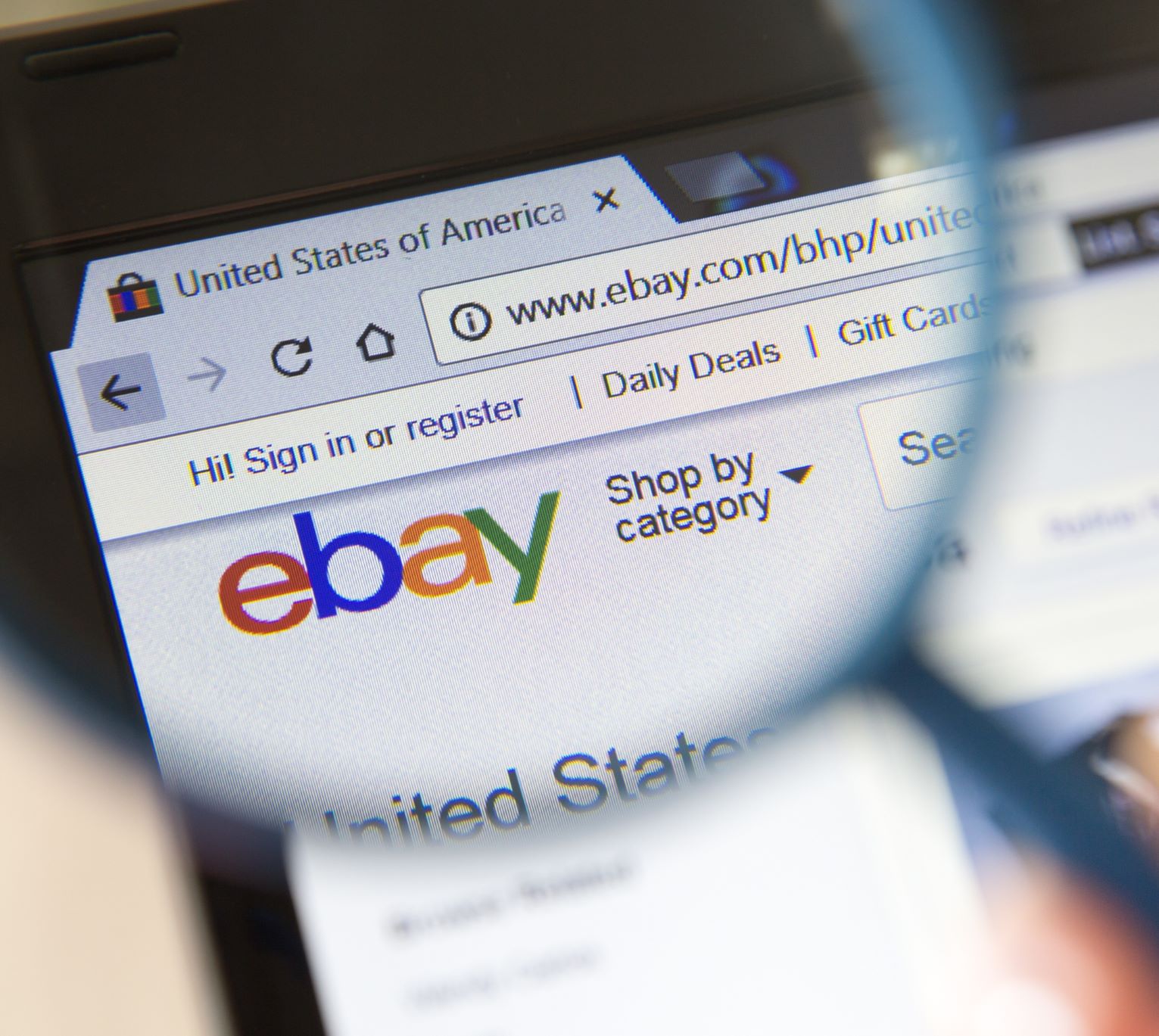 ebay website durch lupe
