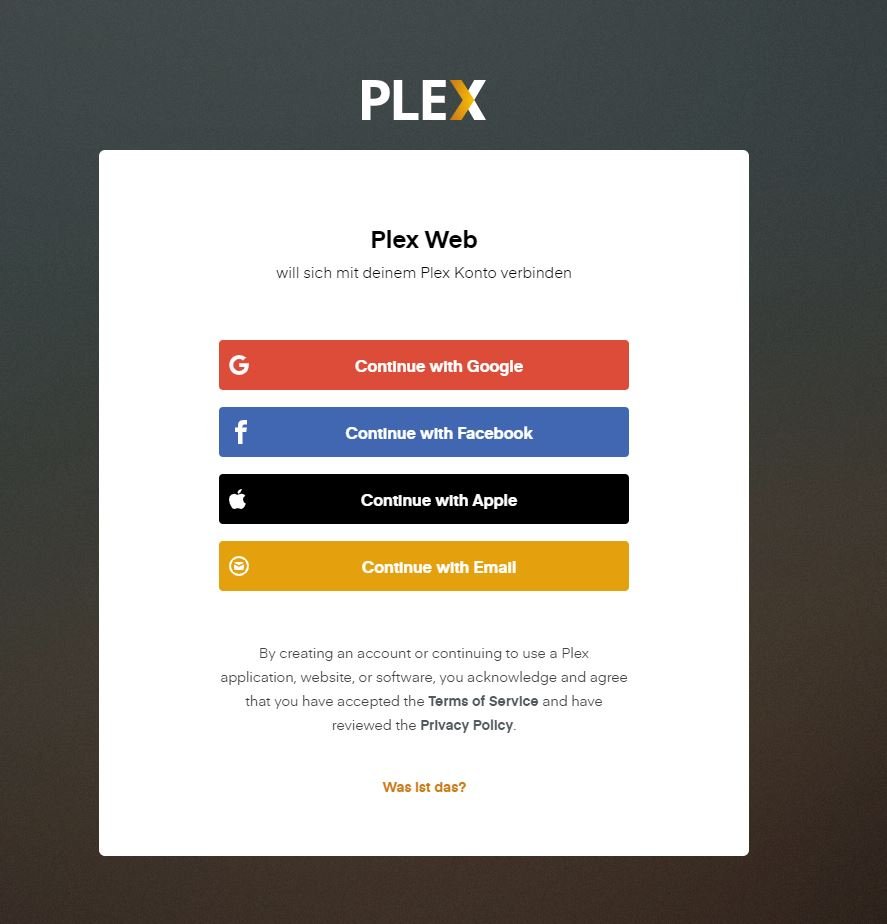 Registrierung bei Plex