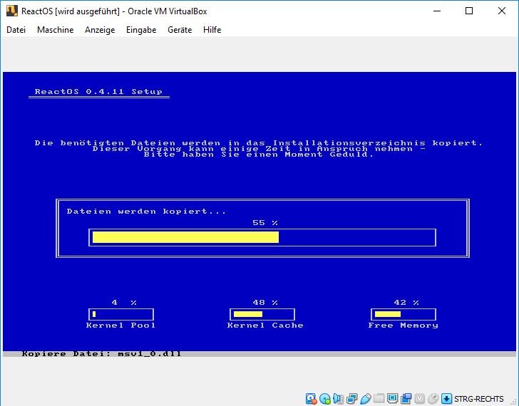 ReactOS Installation Dateien kopieren