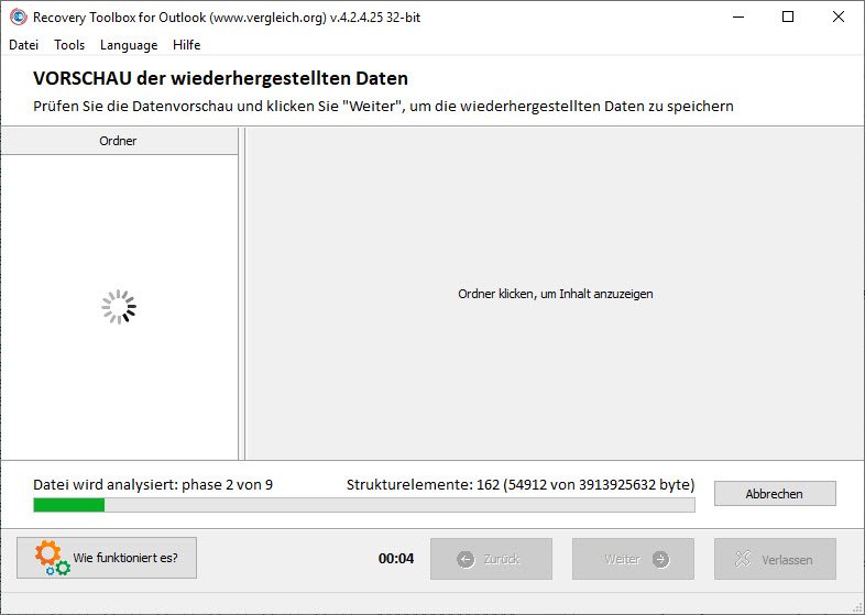 Datenanalyse von Recovery Toolbox for Outlook