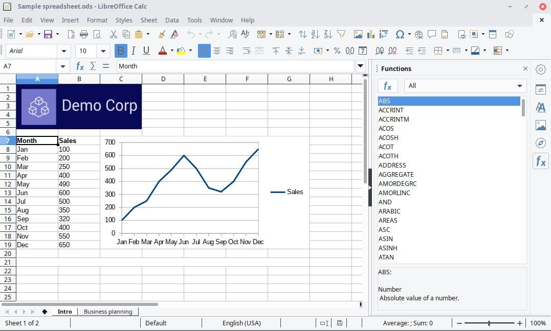 Office kostenlos: Screenshot von LibreOffice Calc