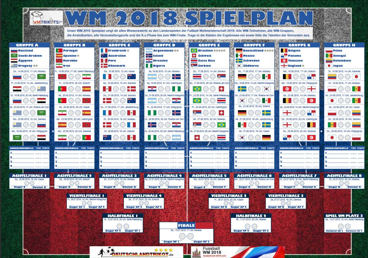 WM 2018 Spielplan