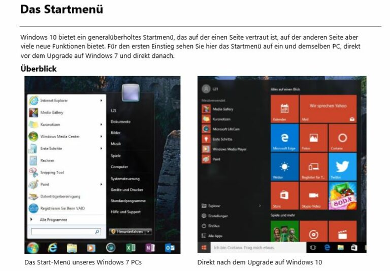 Umstiegshilfe Windows 7 zu Windows 10